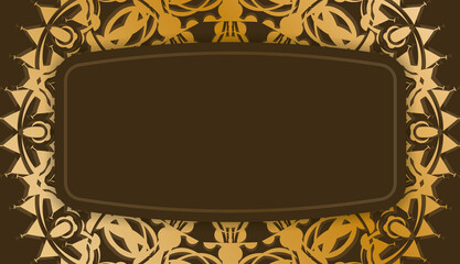 Background in brown color with abstract gold ornaments and logo space