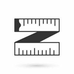 Grey Tape measure icon isolated on white background. Measuring tape. Vector