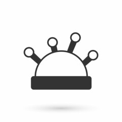 Obraz premium Grey Needle bed and needles icon isolated on white background. Handmade and sewing theme. Vector