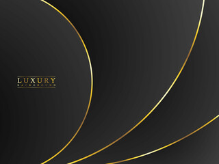 dark abstract background with luxury gold lines and shadows