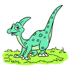 Herbivorous green dinosaur smile character illustration cartoon