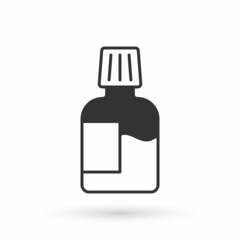 Grey Mouthwash plastic bottle icon isolated on white background. Liquid for rinsing mouth. Oralcare equipment. Vector