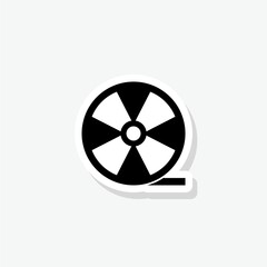 Film reel sticker icon isolated on white background