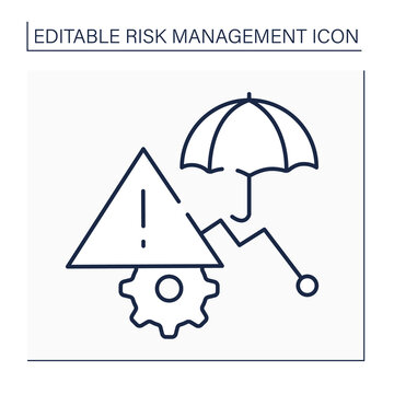 Risk mitigation line icon.Strategy to prepare for and lessen the effects of threats faced by companies. Business concept. Isolated vector illustration. Editable stroke