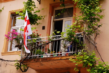 flag of Georgia on the balcony