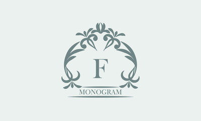 Graceful monogram in gray tones with the inscription and the letter A. Exquisite sign, logo of a restaurant, boutique, hotel, business