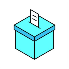 Hand voting ballot box icon, Election Vote concept, Vector illustration on white background. color editable