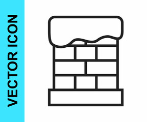 Black line Christmas chimney icon isolated on white background. Merry Christmas and Happy New Year. Vector