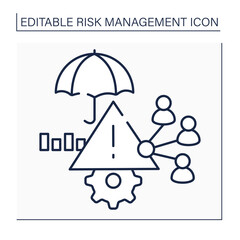 Risk allocation line icon. Identifying risk. Determining how and to what extent should be shared responsibility. Business concept. Isolated vector illustration. Editable stroke
