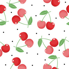 Cute cherry seamless pattern , wrapping paper, vector textile fabric print vector illustration.