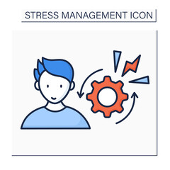 Adapt stressors color icon. Apply stressful situations. Regain control at yourself.Acceptance.Mental health concept. Isolated vector illustration