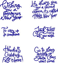 New Year's lettering for postcards with decoration elements. Vector illustration
