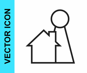 Black line Chip for board game icon isolated on white background. Vector