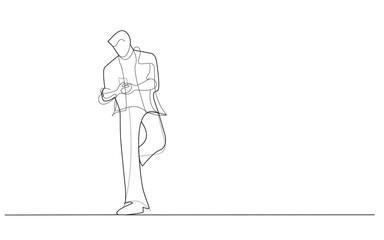 Businessman typing sms message on cell phone isolated on white background. Businessman leaning against the wall for marketing and poster. For app, travel agency and magazine. Vector illustration