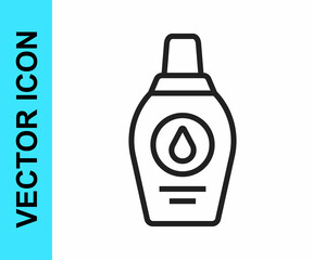 Black line Bottle of shampoo icon isolated on white background. Vector