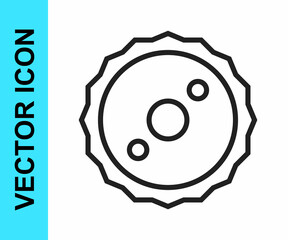 Black line Circular saw blade icon isolated on white background. Saw wheel. Vector