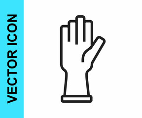 Obraz premium Black line Protective gloves icon isolated on white background. Vector