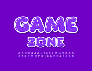 Fototapeta premium Vector modern Poster Game Zone. Creative Kids Font. Glossy Alphabet Letters and Numbers set