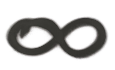 Infinite symbol black spray stain isolated on white background, clipping path