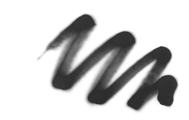 Black spray stain in shape curve line isolated on white background, photo with clipping path