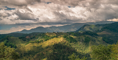 Cloudy sky over the Andes. Salento, Quindío, Colombia