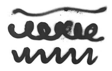 Black spray stain in shape spiral lines isolated on white background, photo with clipping path