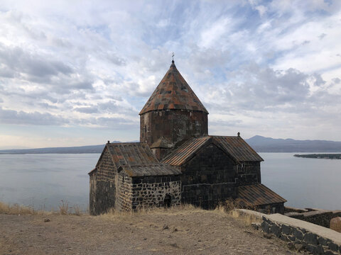 Sevanavank monastery with a view to the lake