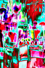 Abstraction in the style of cubism and grunge, multicolored background, transparent glass in a...