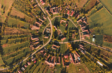 Charlottenburg,Romania the only round village in the country with a drone view.