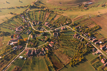 Charlottenburg,Romania the only round village in the country with a drone view. - obrazy, fototapety, plakaty