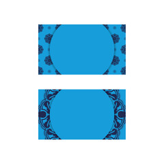 Business card in blue with Indian pattern for your business.