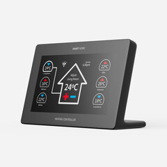 Smart home heating controller on a plain background. 3d render.