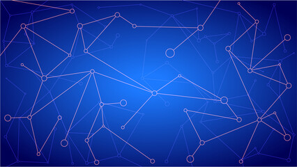 Obraz na płótnie Canvas The connection is characteristic of molecular technology with geometric shapes on a dark blue background. Illustration Vector