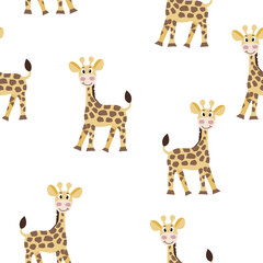 Cute giraffe seamless pattern, Seamless childish pattern with funny giraffe . Creative scandinavian kids texture for fabric, wrapping, textile, wallpaper, apparel. Vector illustration