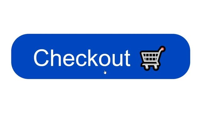 Mouse Cursor Slides Over And Clicks Checkout. Device Screen View of Cursor Clicking Checking Out Purchase Online Software. Viewpoint Over The Internet Network Website.