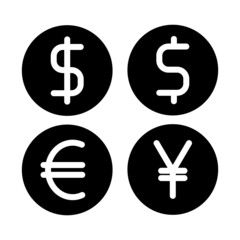 Coin Dollar, Euro, Yen Icon Design Vector Template Illustration Sign And Symbol .Icon Set