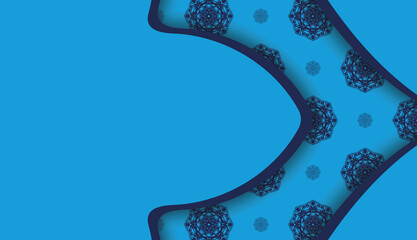 Baner in blue with Indian pattern for design under your logo or text