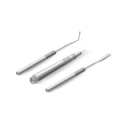 Basic Dentist Instruments and Tools Laid out Against White Background. A Set of Isometric Medical Equipment for Teeth Dental Care