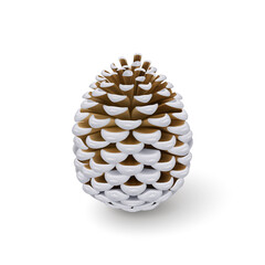 Silver Pine Cone. Single Decorative Woody Fruit of a Conifer Tree. Christmas Decoration, Holiday Decorative Concept