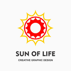 red yellow sun logo in circle. creative and simple vector logo. Abstract business logo icon design template