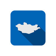 Obraz premium Map of Mongolia on Blue square with long shadow