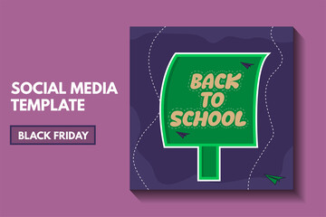 modern back to school post template with space for photo. social media post template. time to school post template. greeting card back to school