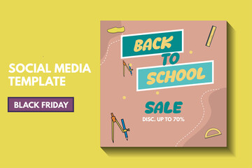 modern back to school post template with space for photo. social media post template. time to school post template. greeting card back to school