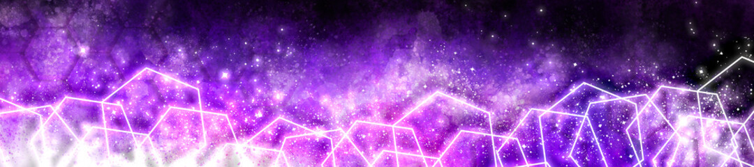 Obraz premium Space background with realistic nebula and lots of shining stars. Infinite universe and starry night. Colorful cosmos with stardust and the Milky Way. Galaxy with glowing geometric shapes.