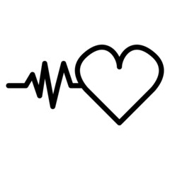 Heart beat, cardiology wave monitor heart icon black on white background
