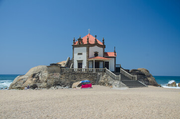 Famous historic Praia da Costa Nova, Aveiro, Portugal