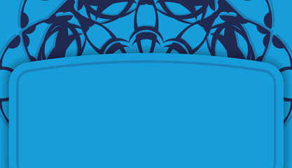 Baner of blue color with mandala pattern for design under your text