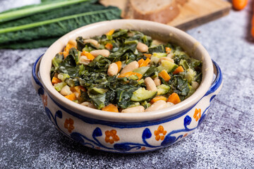 Black cabbage and bean soup. Excellent for a healthy and vegan dinner