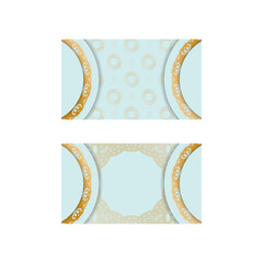 Vintage gold patterned aquamarine business card for your personality.