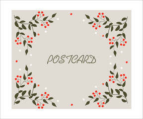 Vector minimalist postcard. Winter or spring frame. Wedding or birthday card.